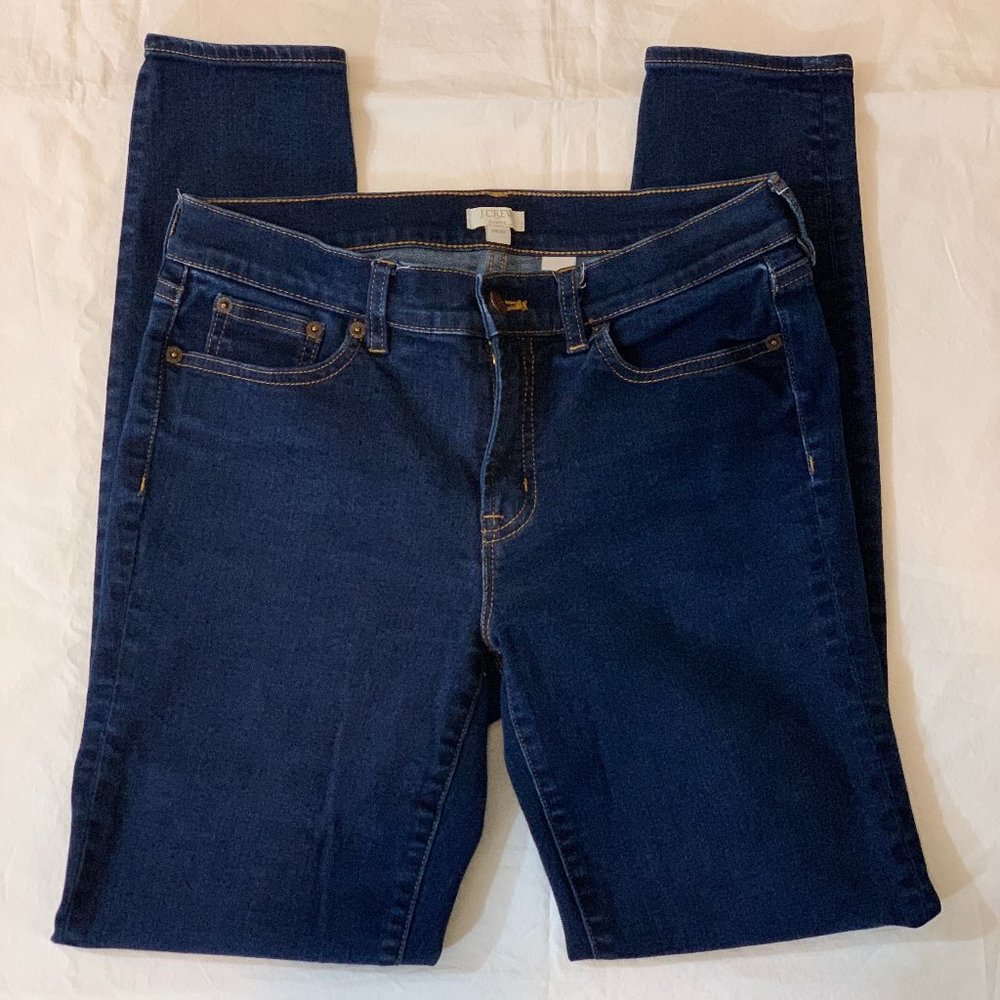 J. Crew Stretch Skinny Jeans 28/30 6 Dark Wash Contrast Stitch